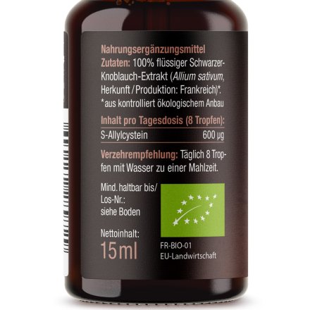 Schwarzer Knoblauch Extrakt Tropfen - Bio - 15ml