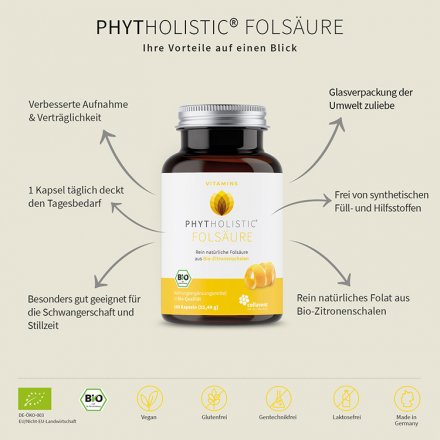 Folsäure Kapseln - natürlich und bio