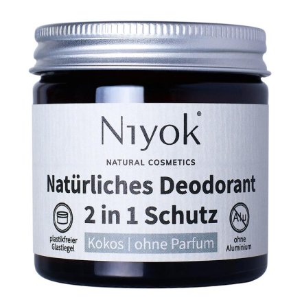 2 in 1 Deodorant Creme Anti-Transpirant Kokos, ohne Parfum - 40ml - Niyok - 40ml