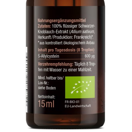 Schwarzer Knoblauch Extrakt Tropfen - Bio - 15ml