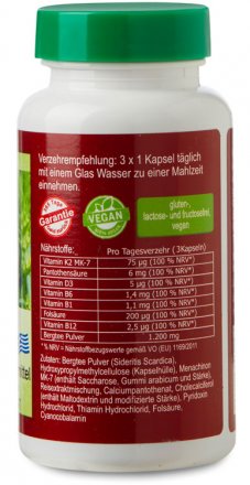 Griechisches Eisenkraut Vitamin D3 und K2 MK-7