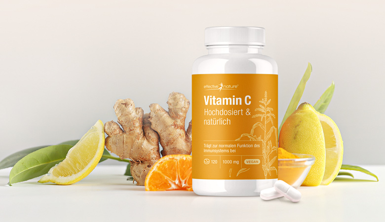 Product image with a lot of citrus fruits in the background