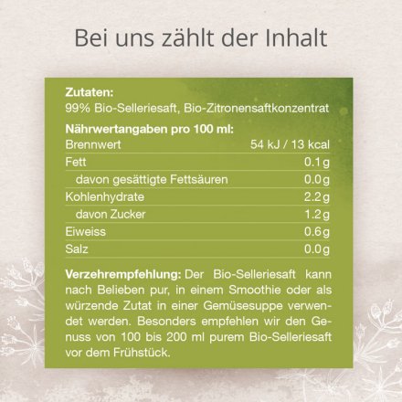 Bio-Selleriesaft aus Stangensellerie