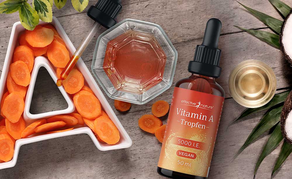 Product image with carrots on a wooden table