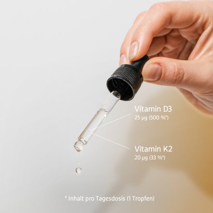 Vitamin-K2- und D3-Tropfen in Kokosöl