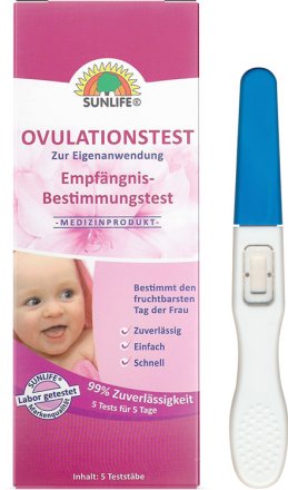 Ovulationstest Sunlife - 5 Tests inkl. Beipackzettel in Faltschachtel