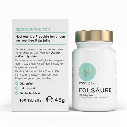 Hochdosierte Folsäure + Vitamin B12 - in praktischen Tabletten