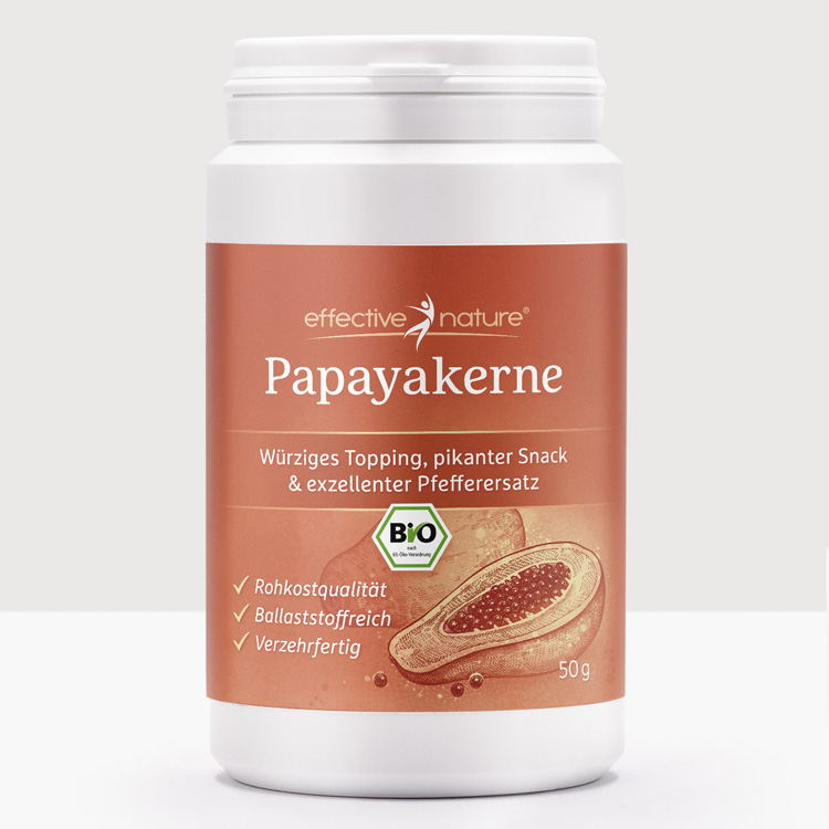 schonend getrocknet 15g. €32,67/100g Papain Papaya Kerne 