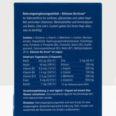 Silizium Nu Grow Kapseln - beste Nährstoffe für Ihr Haar