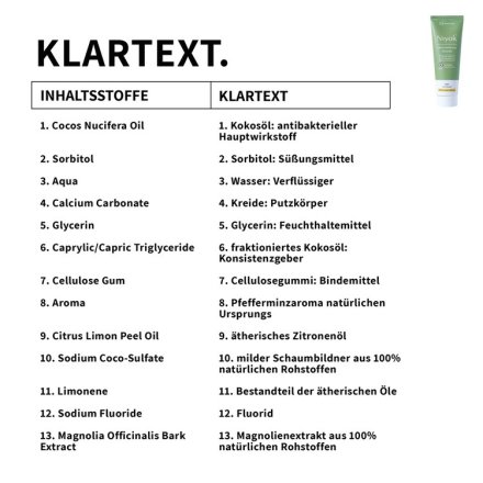 Zahncreme aus Bio-Kokosöl Pfefferminze & Zitrone mit Fluorid - Niyok - 75ml