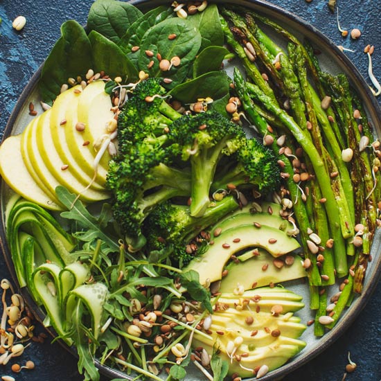 Salad with broccoli seeds from above