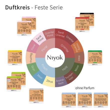 3 in 1 feste Dusche / Körper + Haare + Gesicht - Niyok - 80g