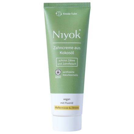 Zahncreme aus Bio-Kokosöl Pfefferminze & Zitrone mit Fluorid - Niyok - 75ml