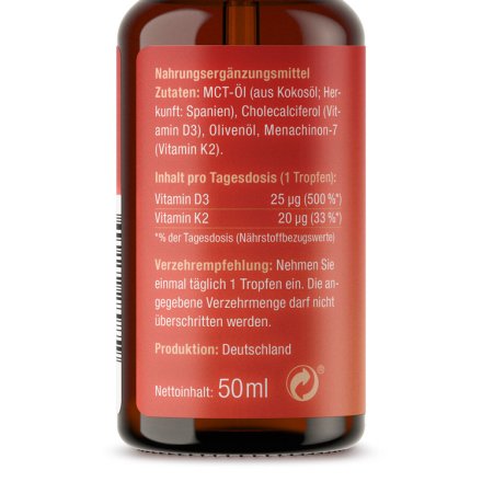 Vitamin-K2- und D3-Tropfen in Kokosöl