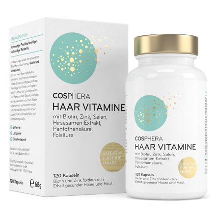 Highly dosed hair vitamin complex with biotin, zinc and selenium