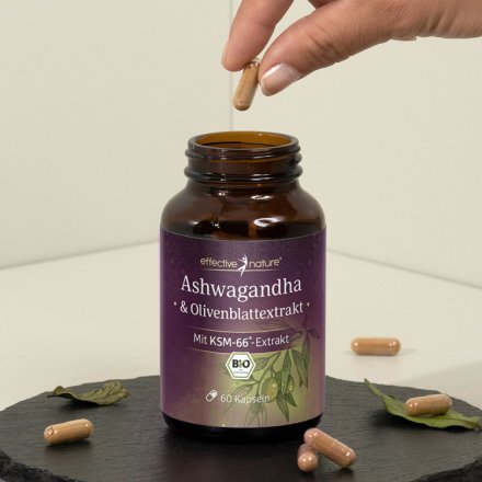 Ashwagandha- & Olivenblattextrakt Kapseln - Bio