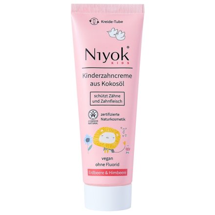 Zahncreme aus Bio-Kokosöl Kids: Erdbeere & Himbeere - Niyok - 75ml