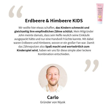 Zahncreme aus Bio-Kokosöl Kids: Erdbeere & Himbeere - Niyok - 75ml