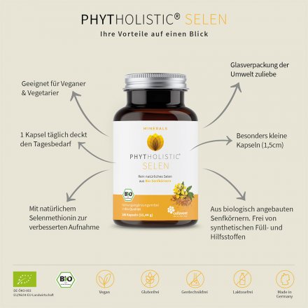 Selen Kapseln - Natürliches Selen aus Bio-Senfkörnern