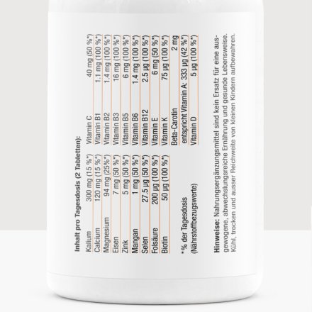 Multivitamin Komplex mit 20 wichtigen Nährstoffen
