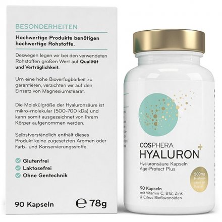 Hyaluron Kapseln mit Vitamin C & B12 und Zink