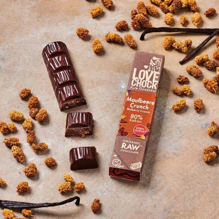 Veganer Schokoladenriegel Maulbeere Crunch
