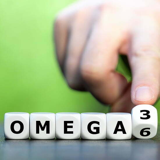 Würfel mit Buchstaben - ergibt Wort Omega.3/-6